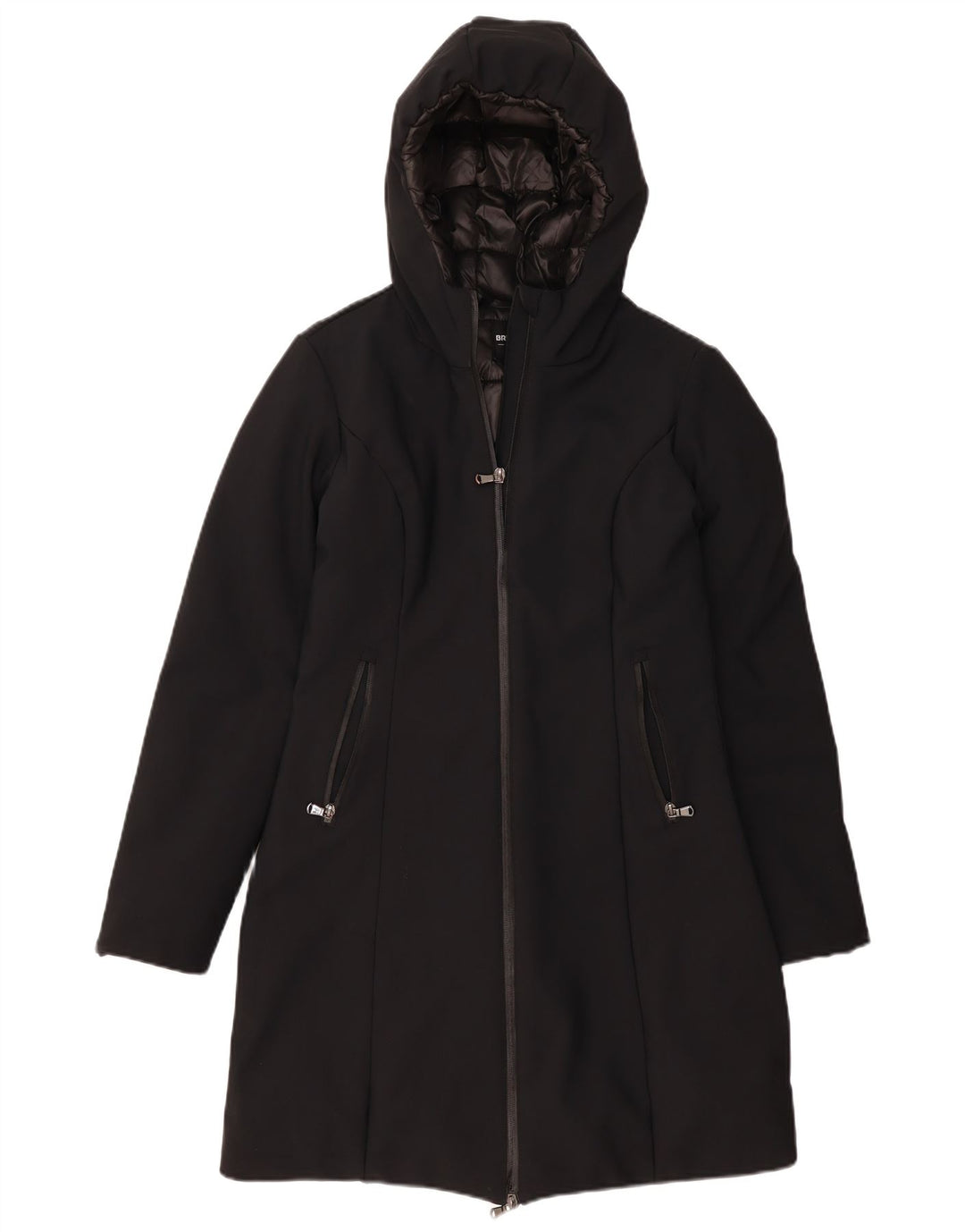 BRUGI Femme Manteau Rembourré À Capuche IT 42 Moyen Noir Polyamide