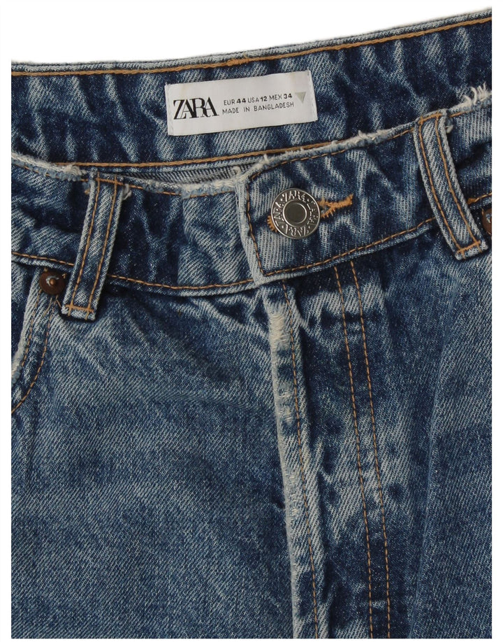Zara Jean court taille haute pour femme EU 44 XL W34 L26 Bleu Coton
