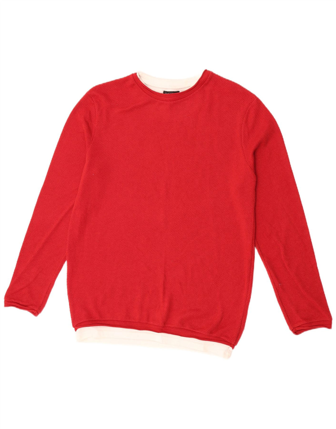 Zara Pull à col rond en coton color block rouge moyen pour homme