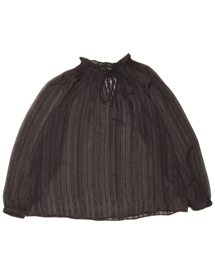 Marks & Spencer Haut surdimensionné à manches longues transparent pour femme UK 6 XS Noir