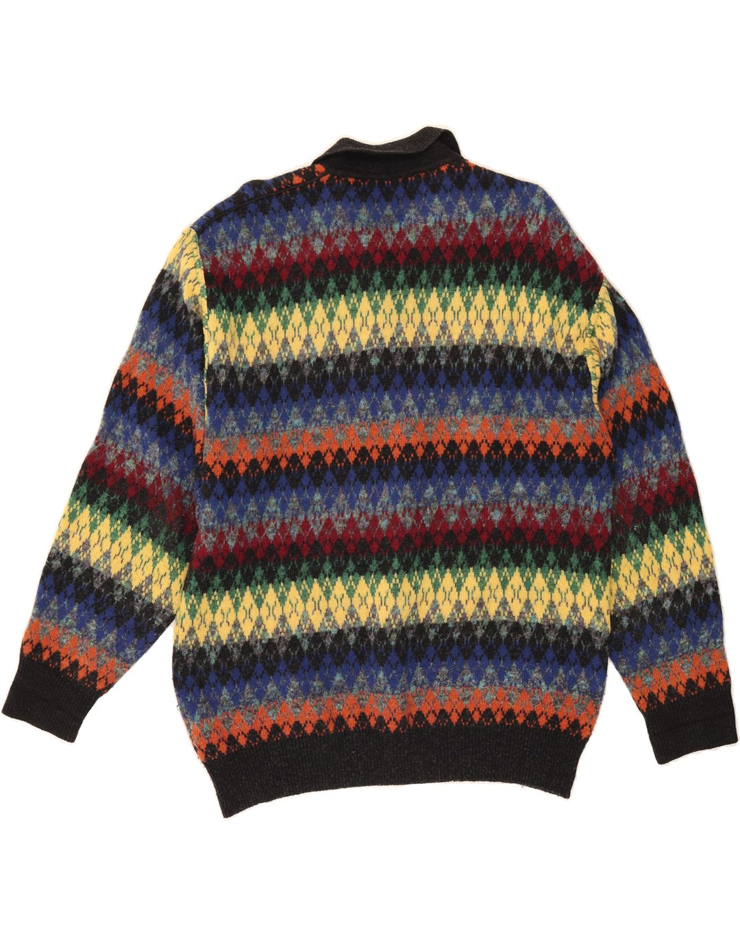 GIANNI BUGLI Mens Polo Neck Jumper Sweater IT 50 Medium Multicoloured Vintage Gianni Bugli and Second-Hand Gianni Bugli from Messina Hembry 