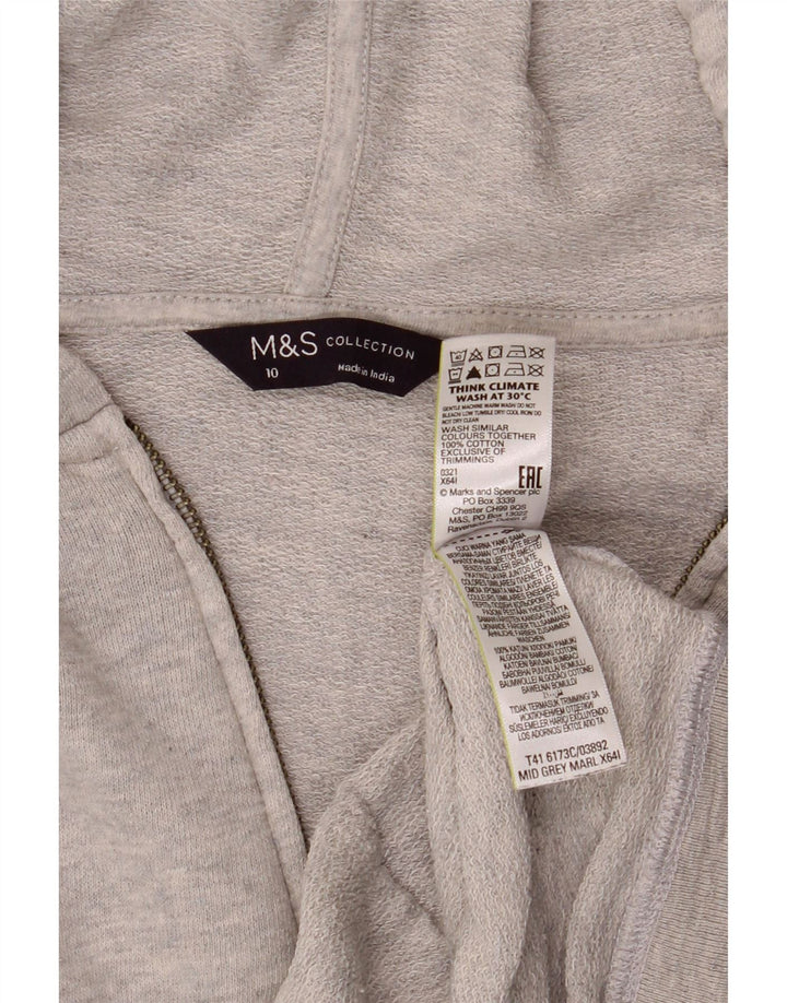 Marks & Spencer Pull à capuche zippé surdimensionné pour femme UK 10 Petit coton gris