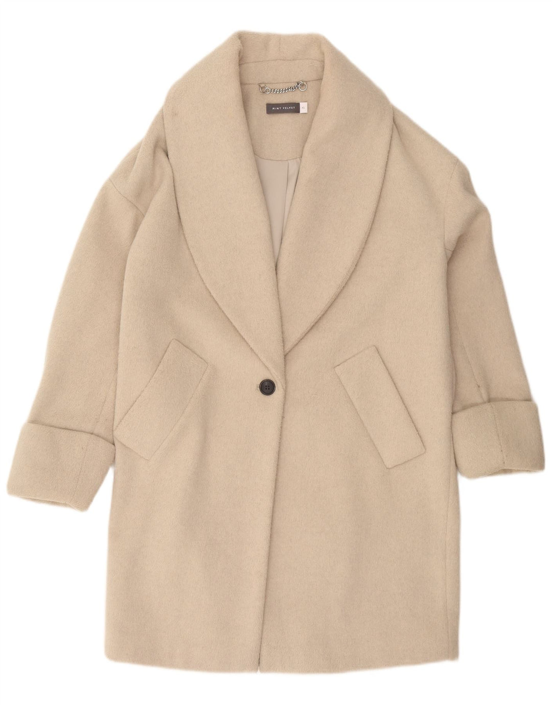 MINT VELVET Manteau surdimensionné pour femme UK 6 XS Beige Polyester