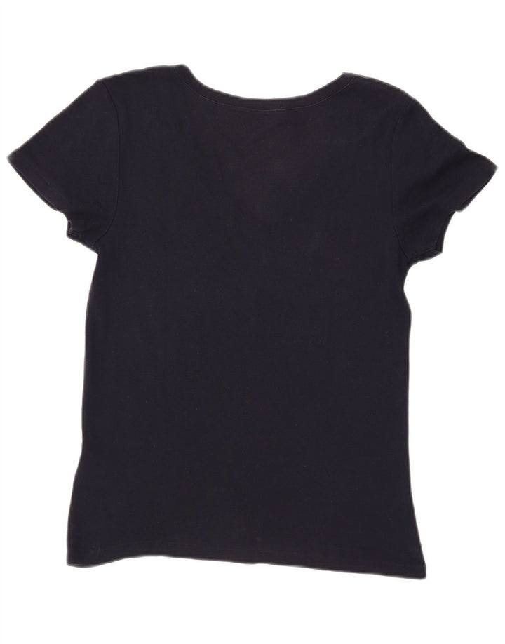 RALPH LAUREN T-Shirt Femme Top UK 14 Large Bleu Marine Coton