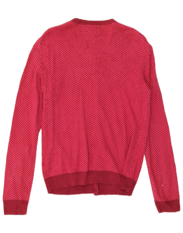 Tommy Hilfiger Cardigan pour femme en coton à chevrons rose moyen UK 14