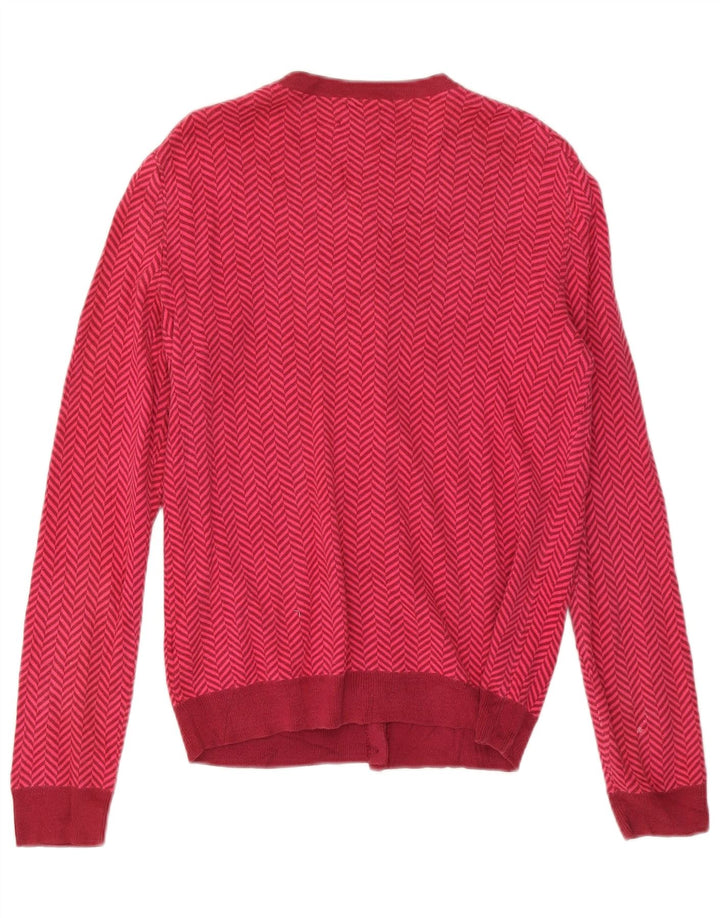 Tommy Hilfiger Cardigan pour femme en coton à chevrons rose moyen UK 14