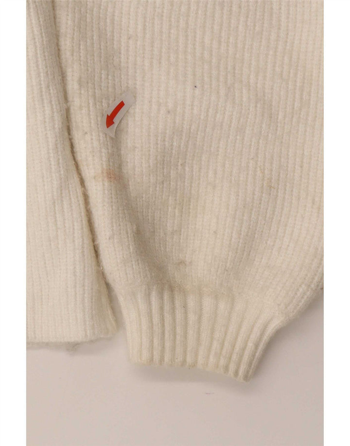 Zara Femme Cardigan Pull UK 12 Moyen Blanc Viscose