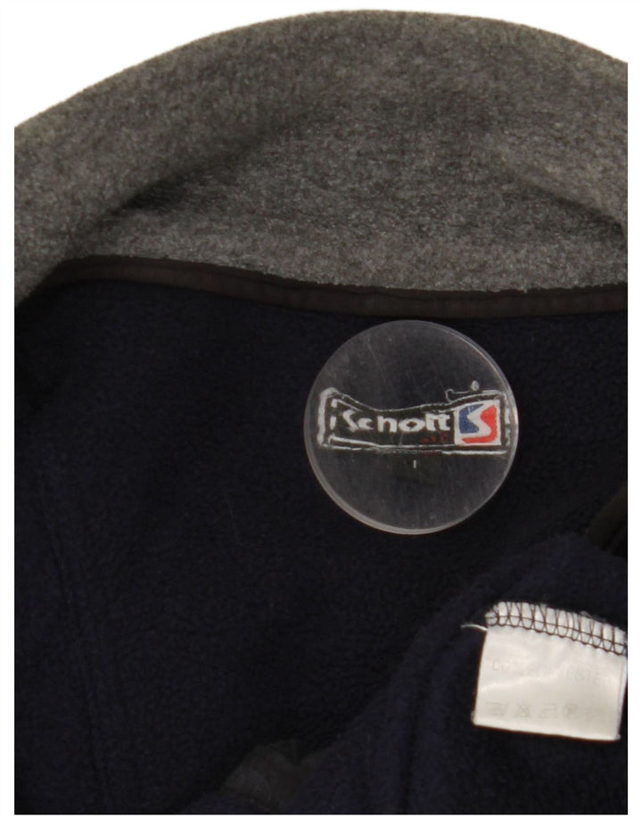 SCHOTT Veste Polaire Homme UK 40 Large Bleu Marine Polyester