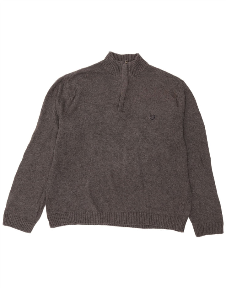 Chaps Pull col zippé homme XL gris coton