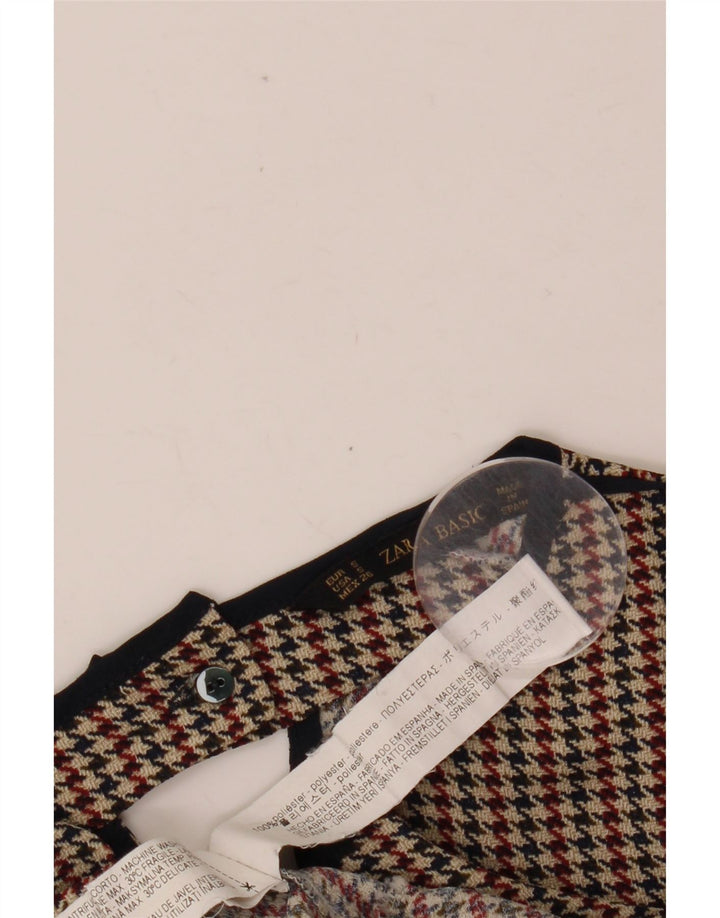 ZARA Femme Chemisier à manches 3/4 Top UK 10 Petit pied-de-poule multicolore