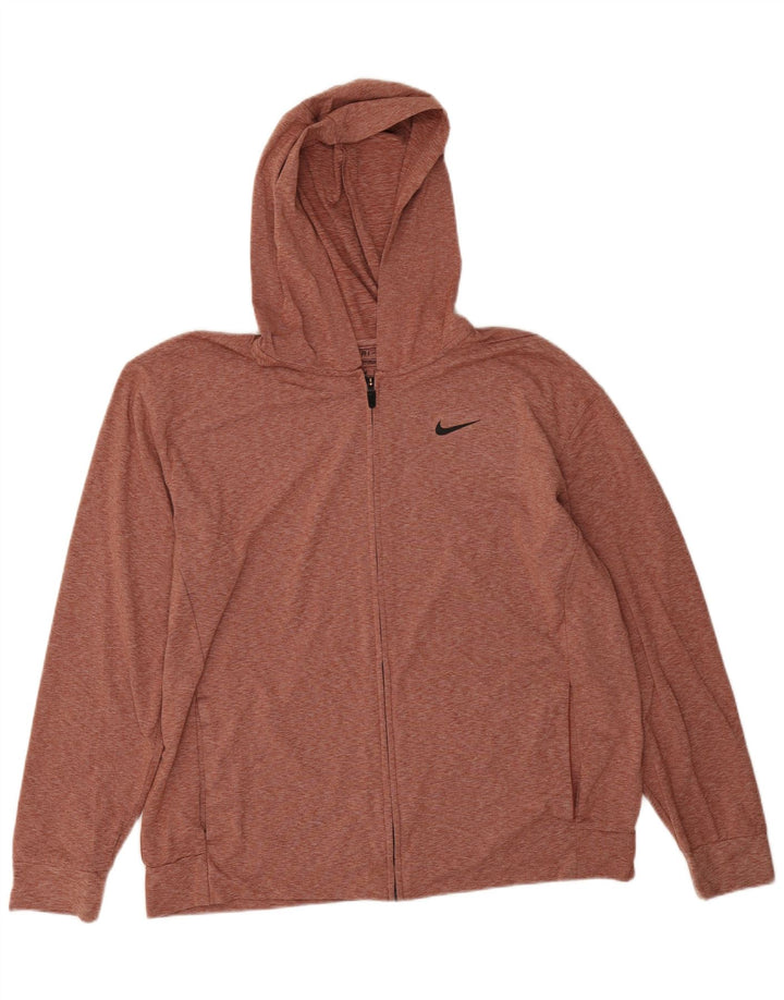 Nike Homme Dri Fit Standard Zip Sweat à capuche Grand Rouge Moucheté Polyester