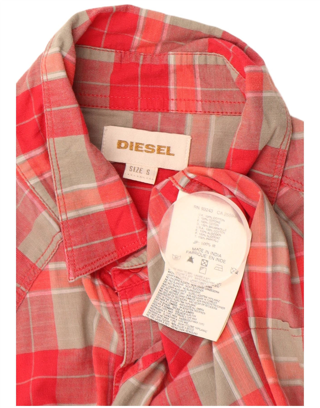 DIESEL Chemise Homme Petit Carreau Rouge Coton