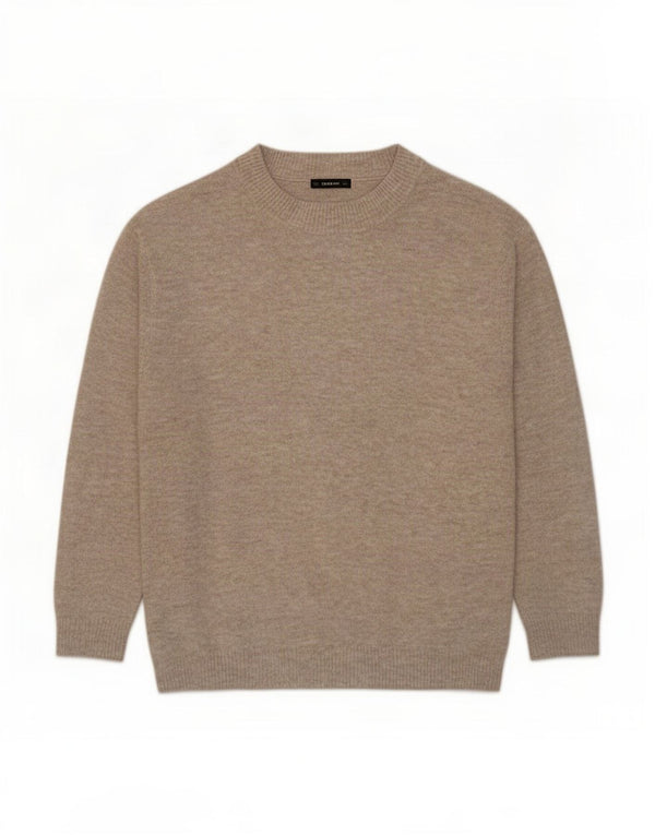 Zara Pull surdimensionné à col rond pour femme UK 10 Petit beige moucheté