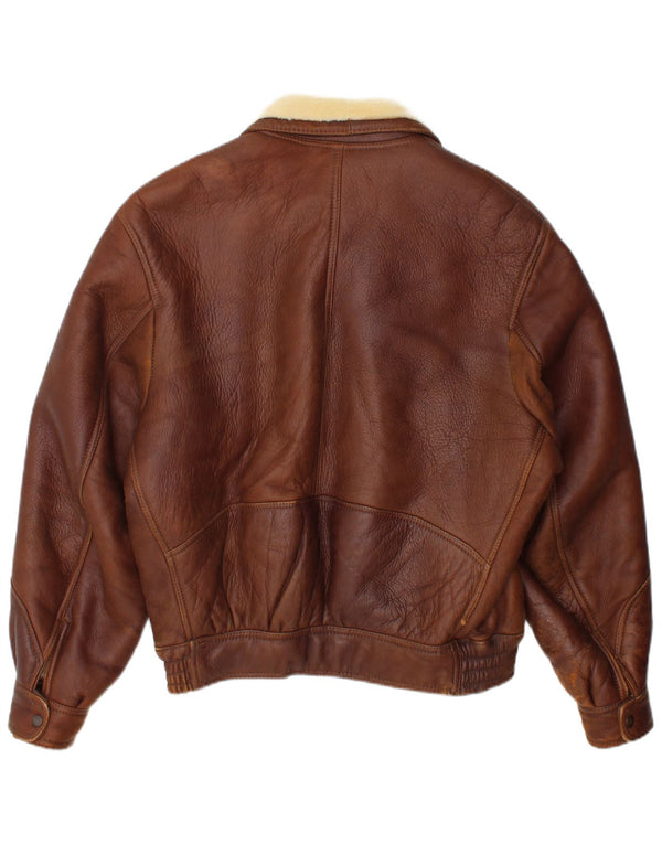 veste en peau de mouton vintage pour hommes IT 48 Brun moyen