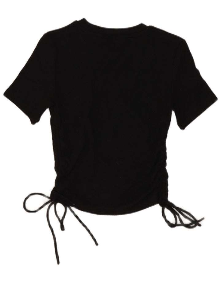 Zara Womens Crop Blouse Top UK 8 Petit Noir