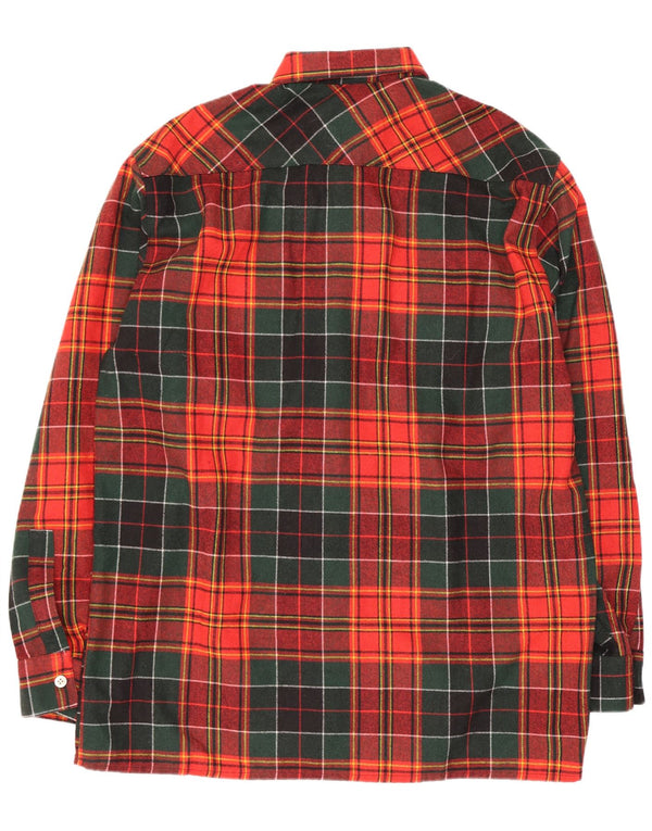 vintage Mens Overshirt Flanelle Chemise Taille 43 Grande laine à carreaux rouge