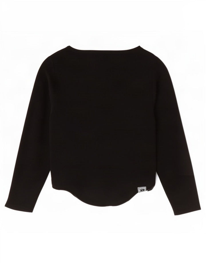 Zara Haut court à manches 3/4 pour femme UK 12 Viscose noir moyen