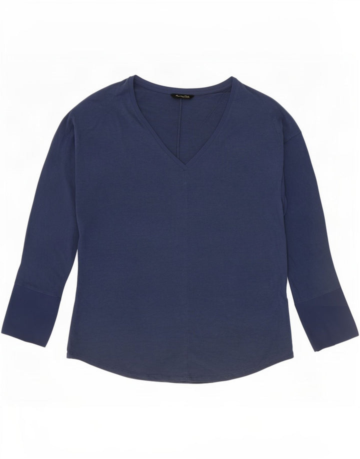 Massimo Dutti Haut à manches longues pour femme UK 46 Large Bleu marine Polyester