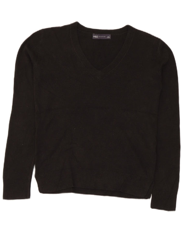 Marks & Spencer Pull col en V pour femme UK 6 XS Acrylique noir