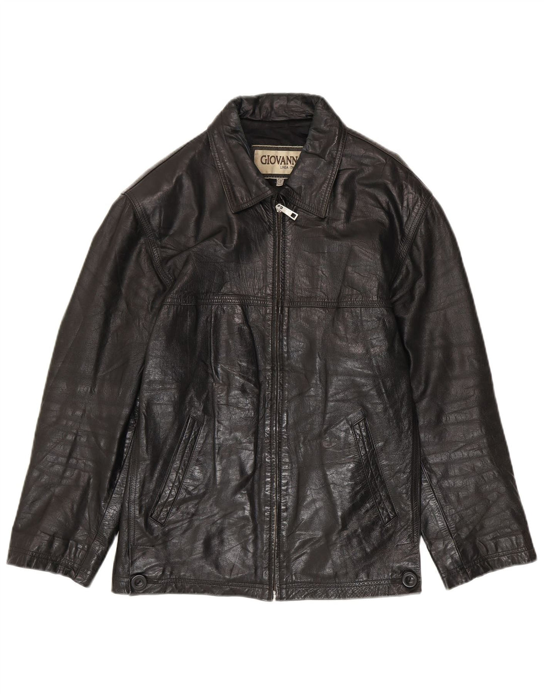 veste en cuir homme vintage UK 36 Petit Noir