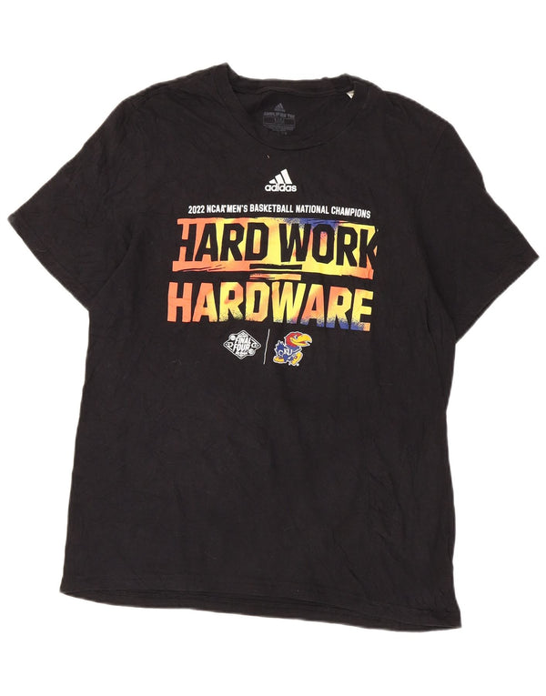 Adidas Kansas Jayhawks Graphic T-Shirt Top Homme Noir Coton