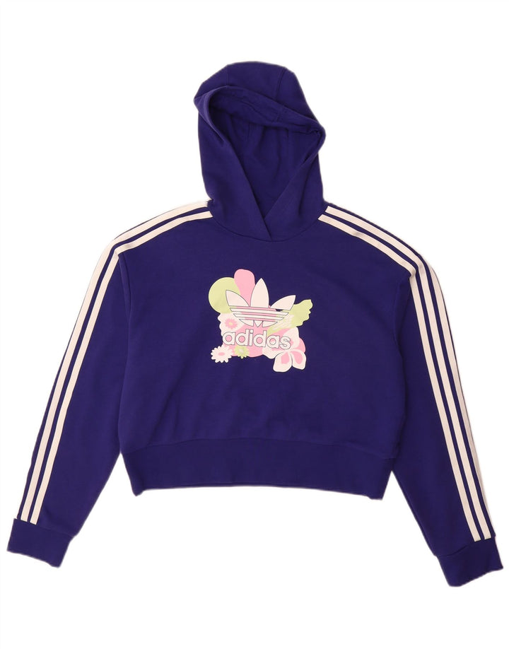 ADIDAS Pull à capuche court graphique pour fille 13-14 ans Violet Floral Coton
