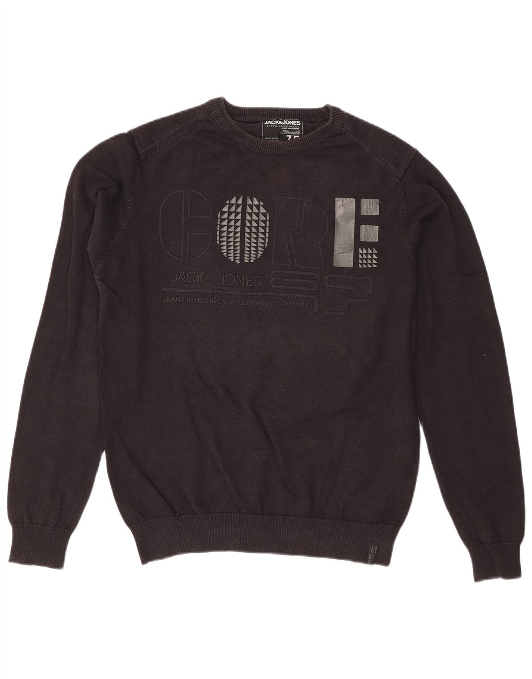 Jack & Jones Pull Graphique Regular Fit Ras du Cou Homme Noir Moyen