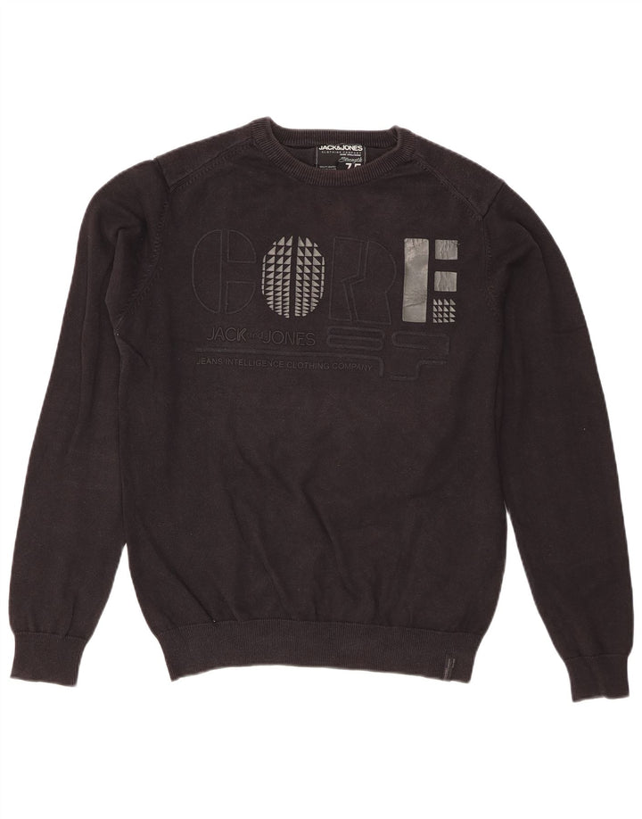 Jack & Jones Pull Graphique Regular Fit Ras du Cou Homme Noir Moyen