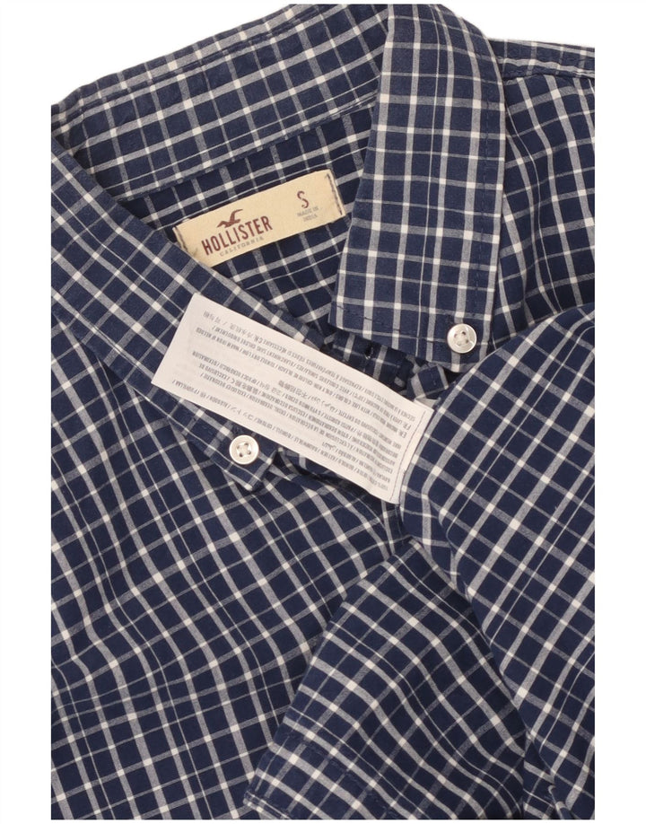 Hollister Chemise Homme Petit Carreau Bleu Coton