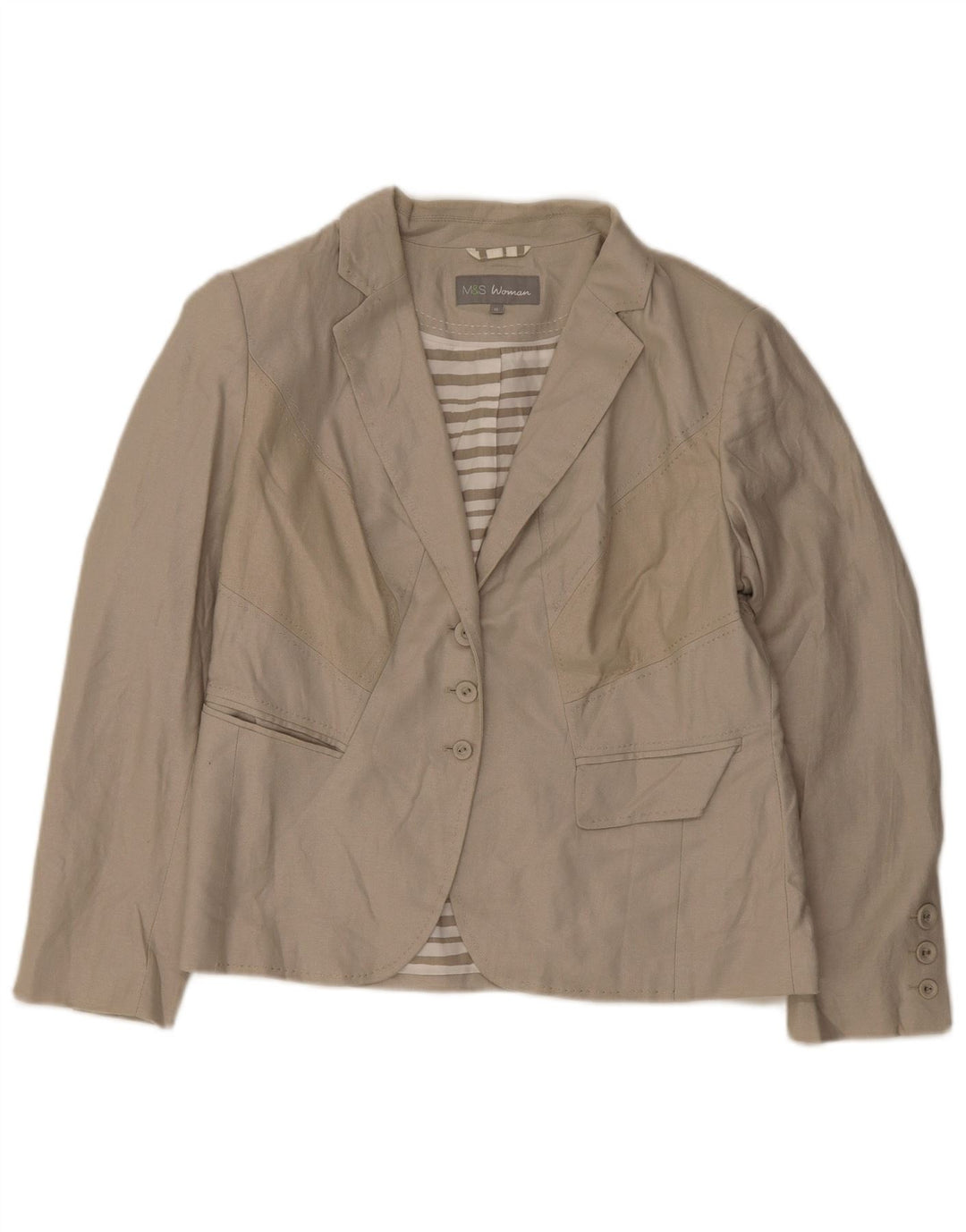 Marks & Spencer Veste blazer à 3 boutons pour femme UK 16 Large Vert Lin