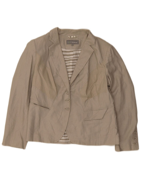 Marks & Spencer Veste blazer à 3 boutons pour femme UK 16 Large Vert Lin
