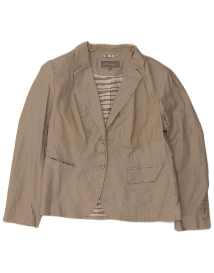 Marks & Spencer Veste blazer à 3 boutons pour femme UK 16 Large Vert Lin