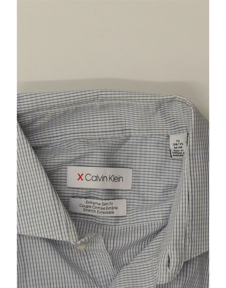 Calvin Klein Chemise extra slim fit pour homme Taille 15 Bleu moyen à carreaux