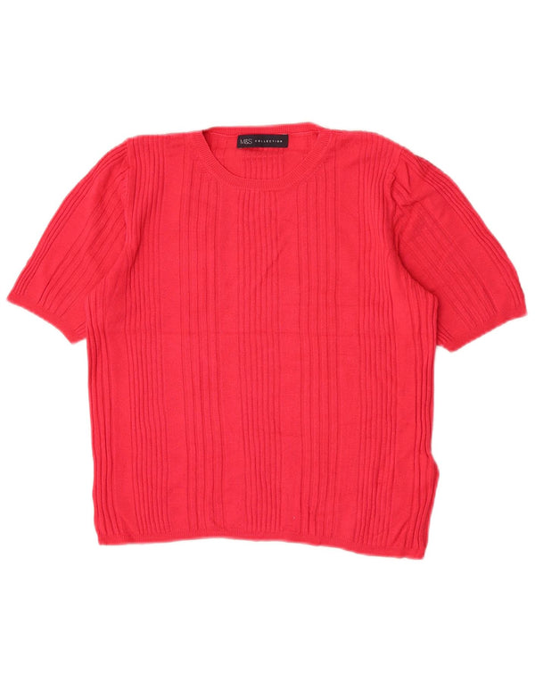 Marks & Spencer Womens Crop Crew Neck Jumper Sweater UK 14 Medium Pink
