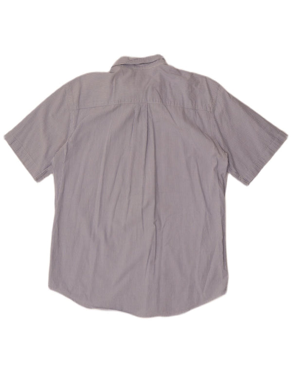 L.L.Bean Chemise à manches courtes pour homme en coton à fines rayures bleu moyen