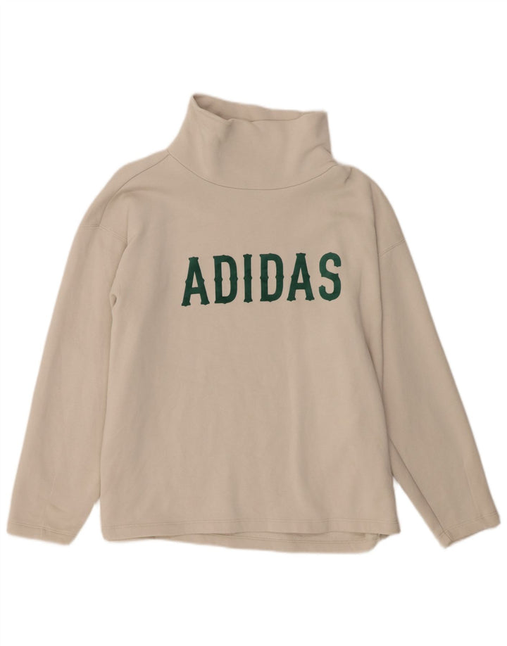 Adidas Sweat-shirt surdimensionné graphique pour femme UK 10 Petit Blanc cassé
