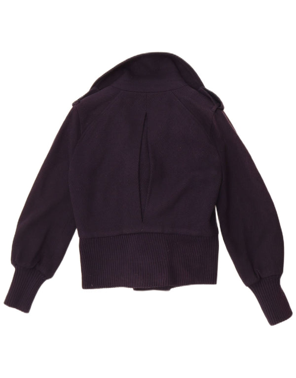 Armani Exchange Womens Double Breasted Crop Bomber Jacket UK 6 XS Navy Blue