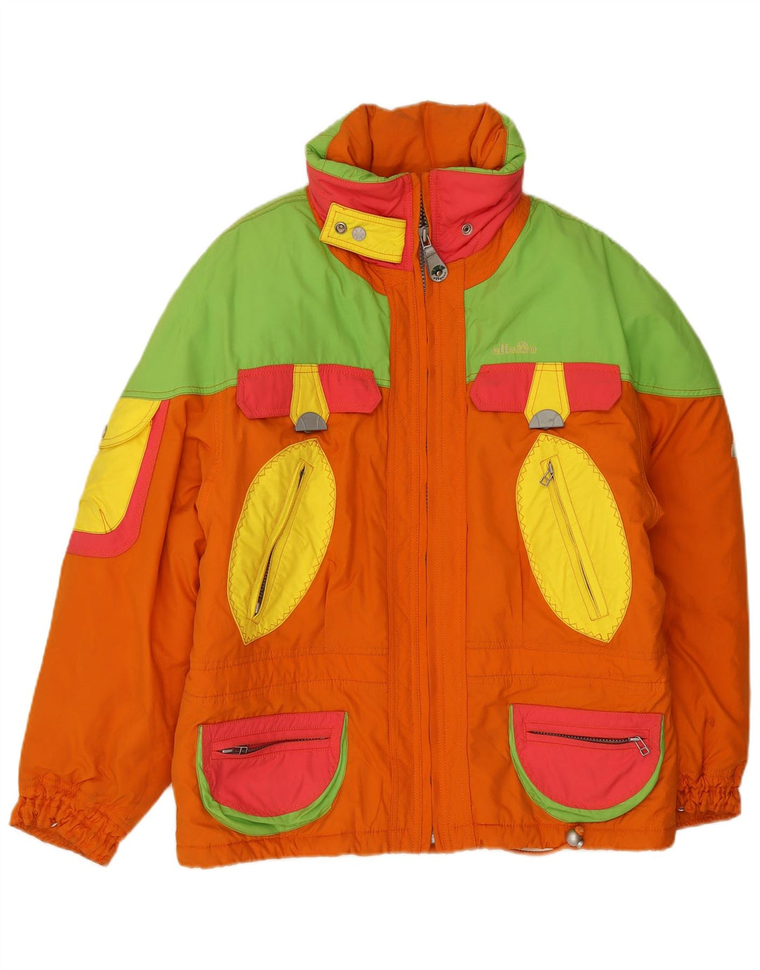 Ellesse Veste de ski surdimensionnée à capuche pour femme IT 42 Orange moyen Colourblock