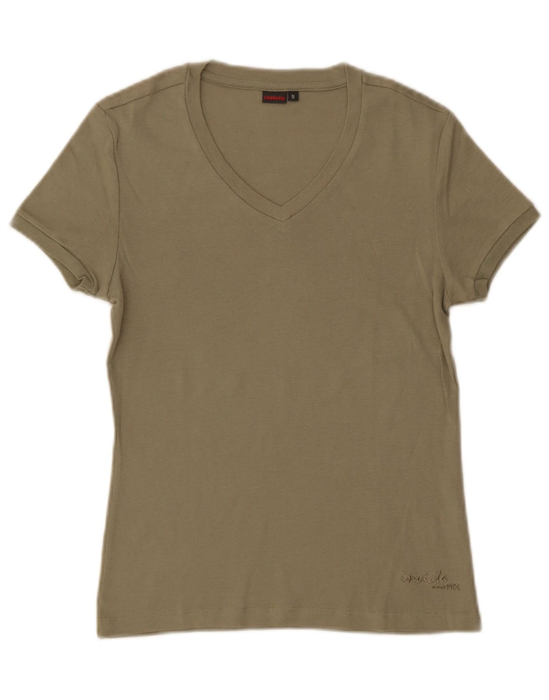 Invicta T-Shirt Femme Top UK 8 Petit Kaki Coton