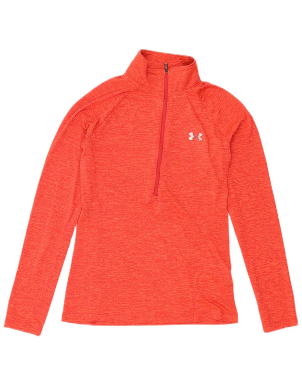 Under Armour Haut de survêtement Heat Gear pour femme UK 6 XS Orange moucheté