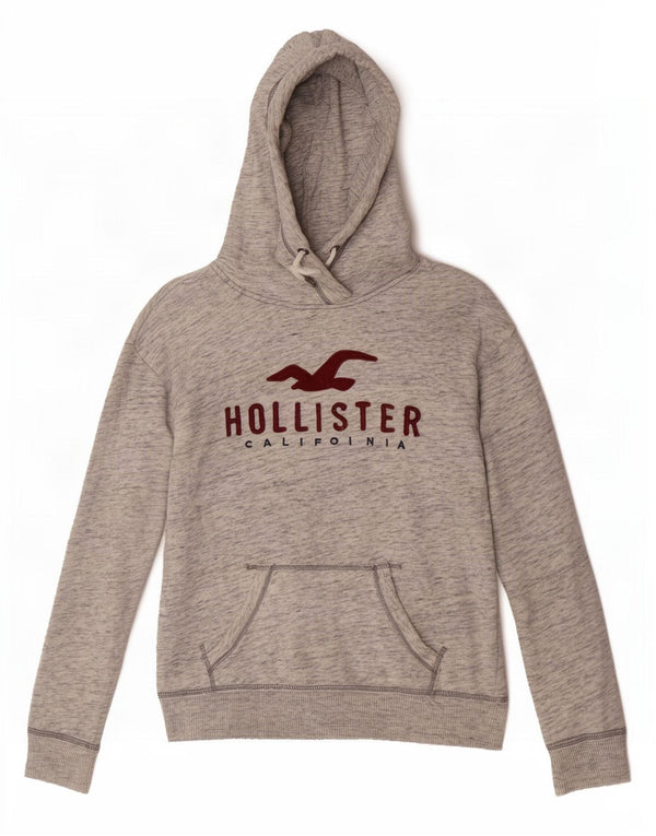 Hollister Pull à capuche graphique pour femme UK 6 XS Gris moucheté
