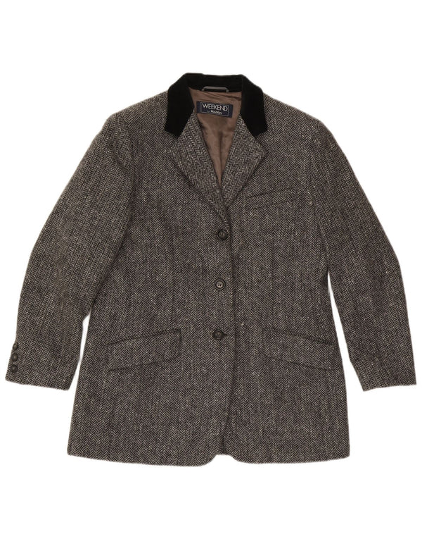 Max Mara Veste blazer Weekend 3 boutons pour femme UK 16 Grand chevrons gris
