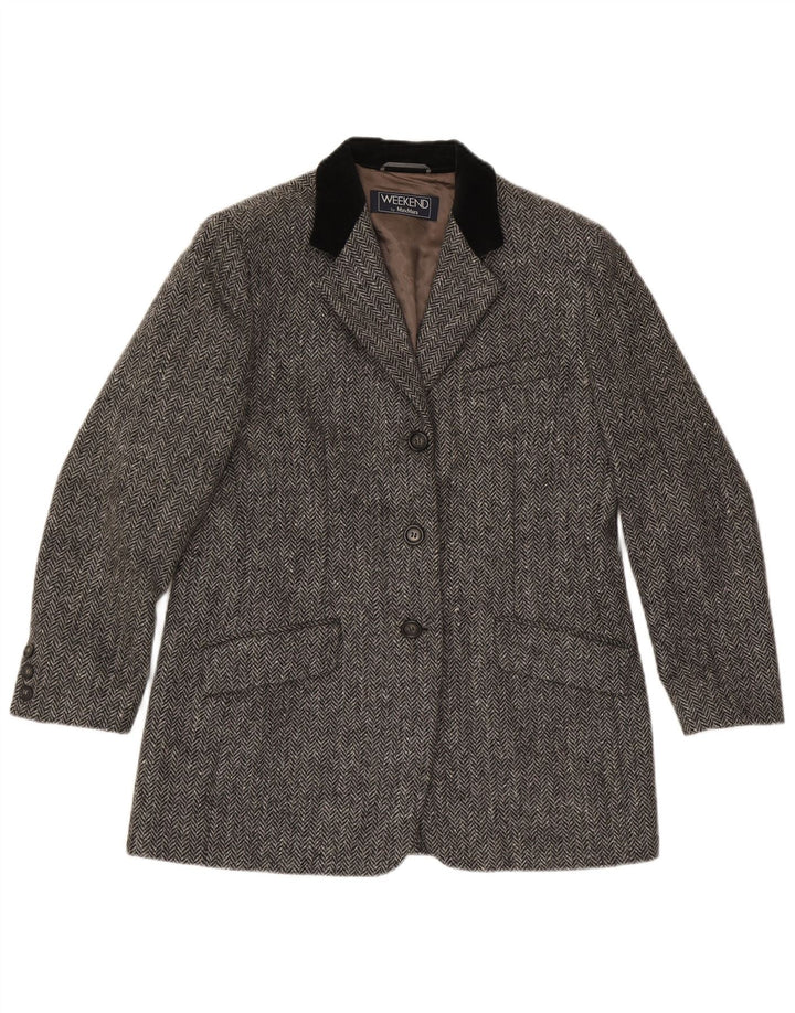Max Mara Veste blazer Weekend 3 boutons pour femme UK 16 Grand chevrons gris
