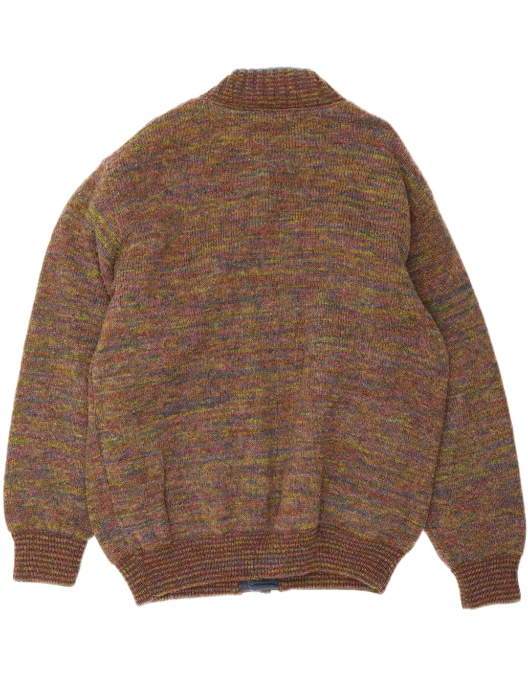 vintage Mens Knit Bomber Jacket UK 42 XL Laine mouchetée multicolore