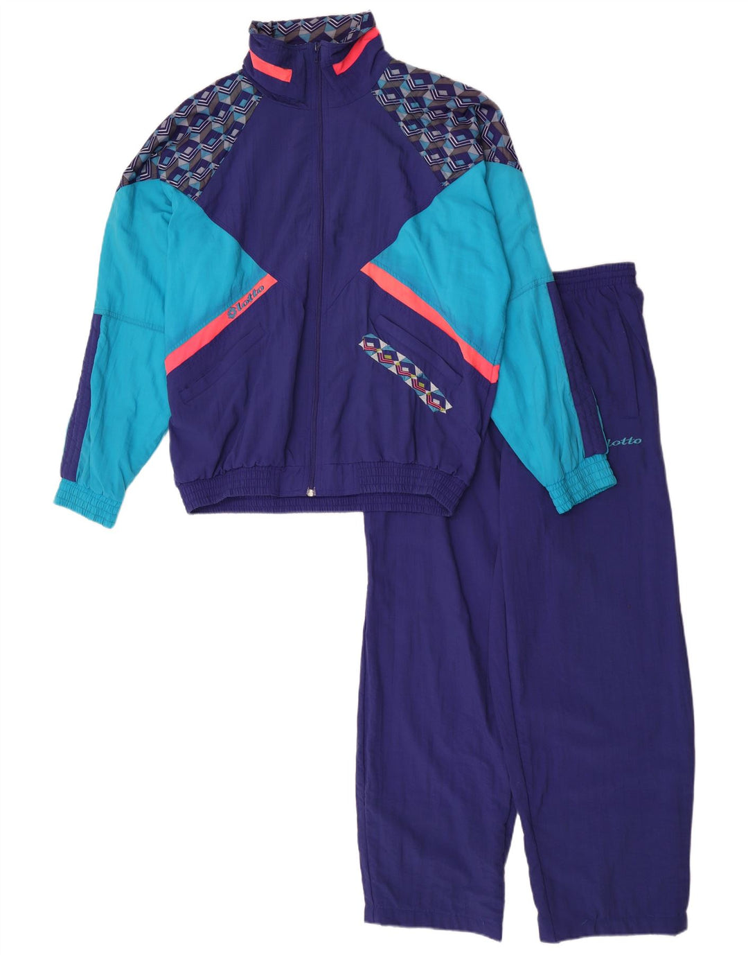 Lotto Survêtement Complet Homme Bleu Moyen Nylon Colorblock