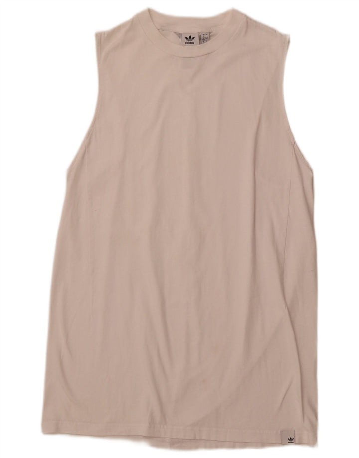 ADIDAS Robe t-shirt sans manches pour femme UK 16 Grand coton blanc