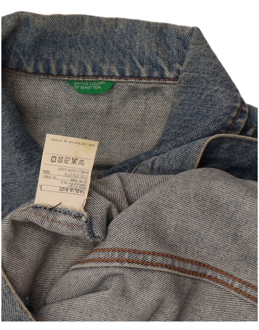 Benetton Veste en Jean Femme UK 14 Large Bleu Coton