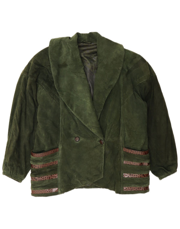 Pancaldi & B Womens Double Breasted Suede Jacket IT 42 Medium Khaki