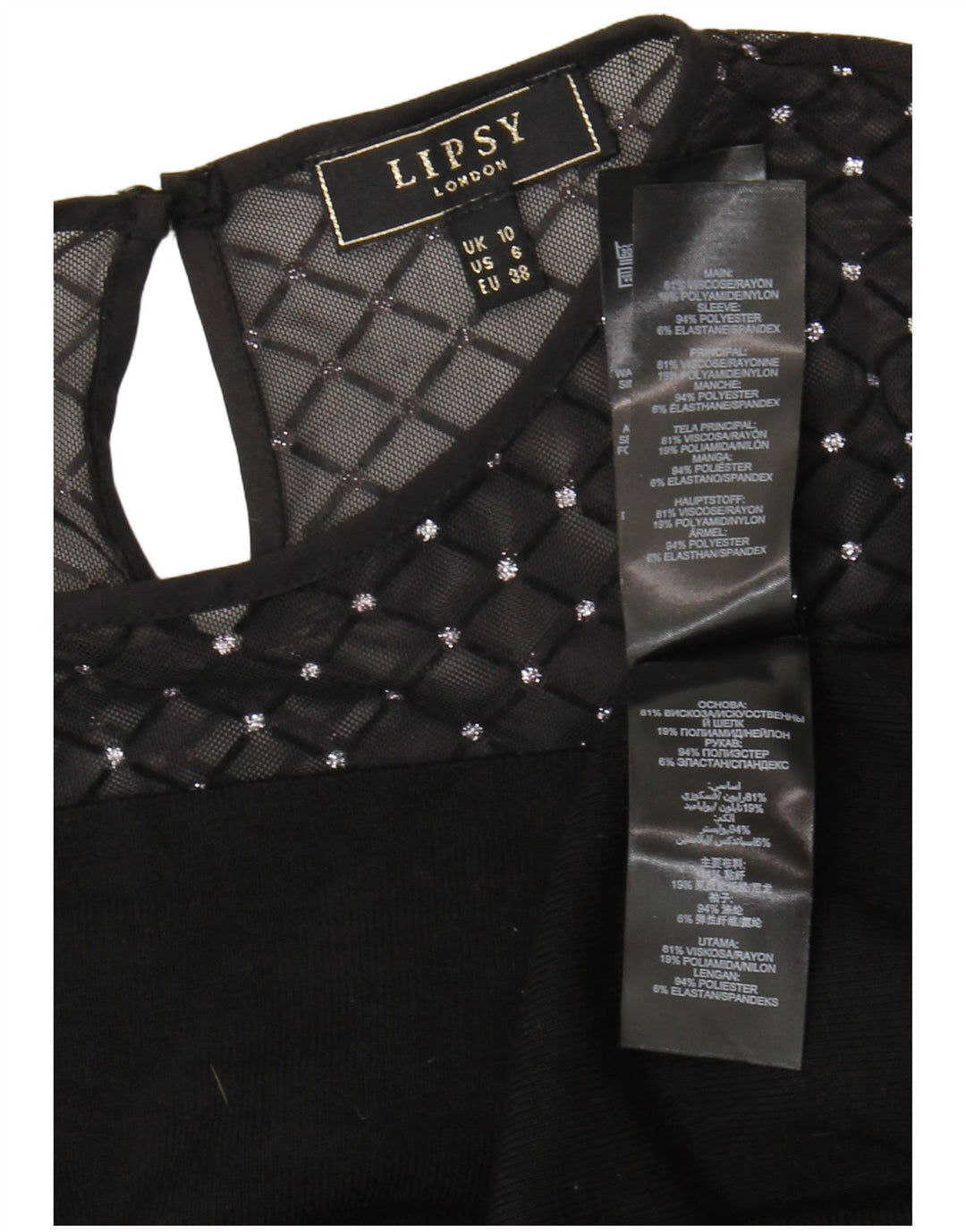 Lipsy Chemisier à manches longues pour femme UK 10 Small Noir Viscose