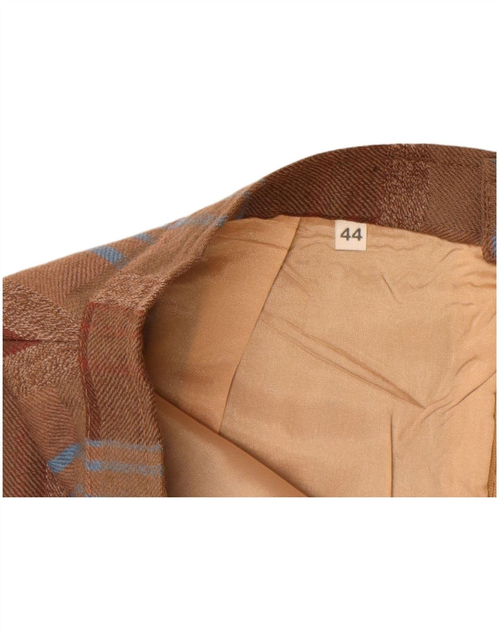 vintage Femme Taille Haute Jupe Droite IT 44 Moyen W26 Marron Plaid